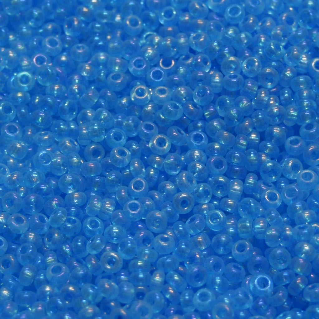 Miçanga 9/0  = 2,6 mm Transparente Pintada Irizada Azul Preciosa / Jablonex