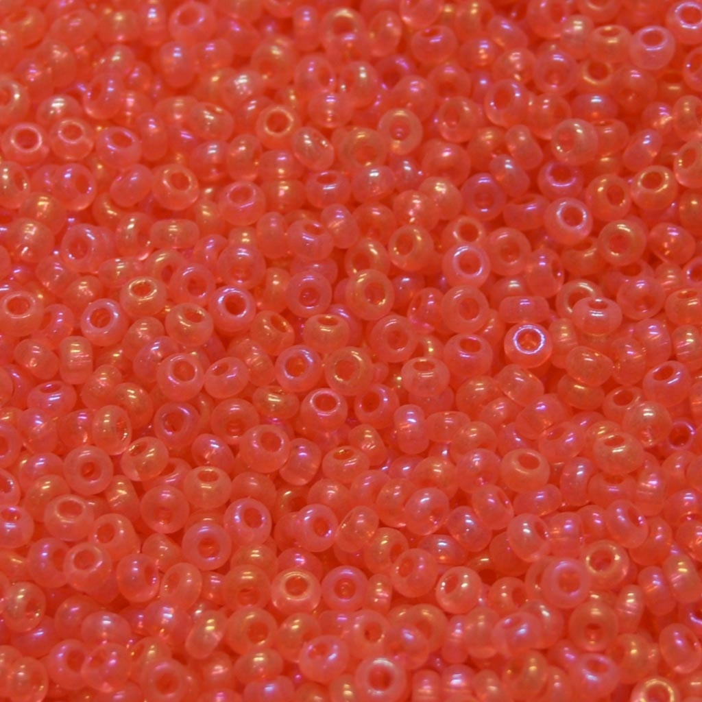 Miçanga 9/0  = 2,6 mm Transparente Pintada Irizada Coral Preciosa / Jablonex