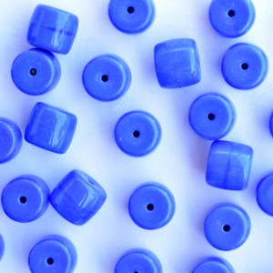 Enfeite Murano Opaco Tcheco Cilindro 9 / 10 mm Azul Escuro 709085