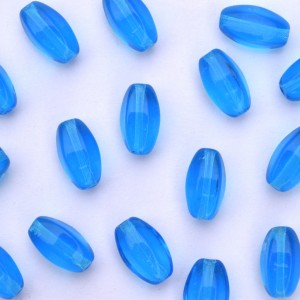 Enfeite Murano de Vidro Transparente Tcheco Azeitona 11 x 7 mm Azul 711783